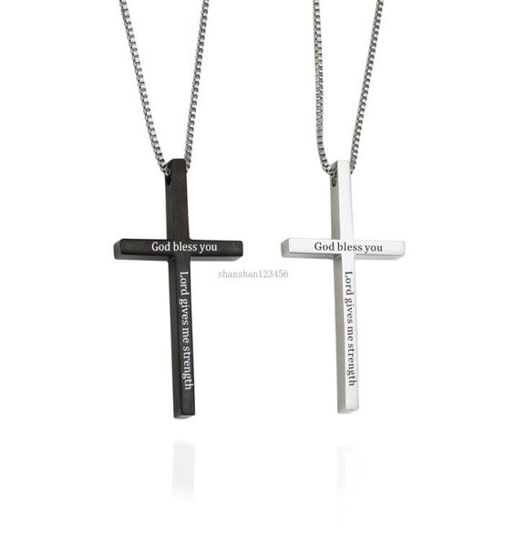 

black stainless steel cross pendant necklaces god bless cross necklace women mens fashion jewelry gift will and sandy new7120500, Silver