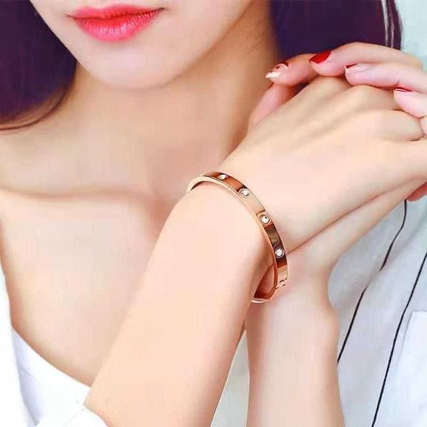 

internet celebrity love titanium steel synthetic zircon colorless braceletlucky full of diamondsluxury temperament bracelet rarb, Black