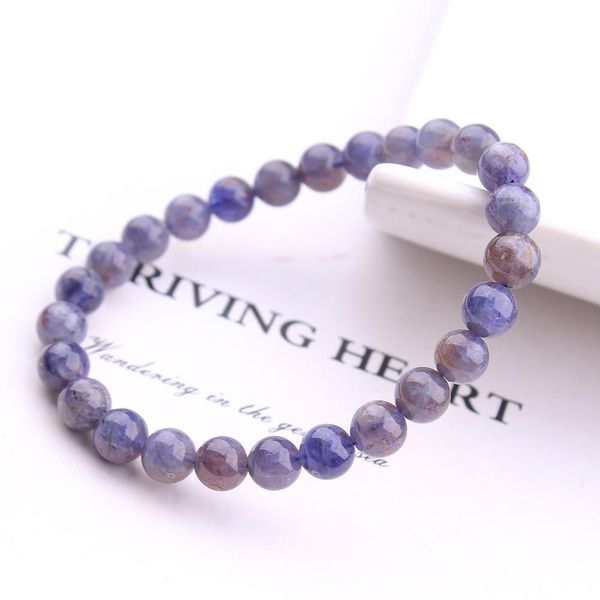 

bangle natural blood red dichroite iolite bracelet 6mm 7mm star light women men genuine blue cordierite iolite round beads aaaaa, Black