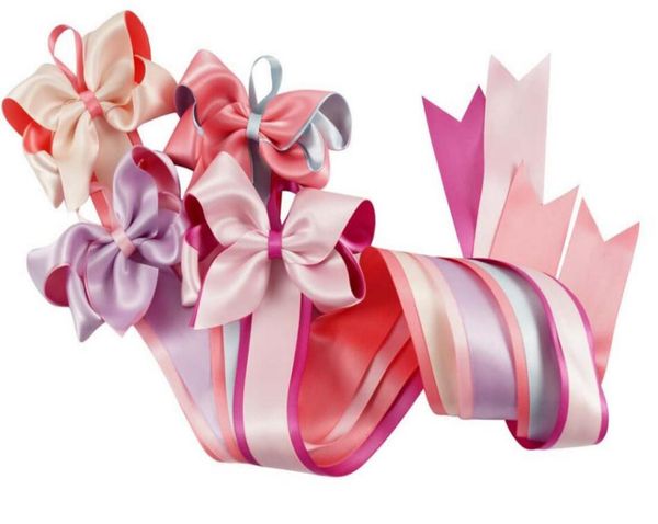 

boutique satin ribbon hair bow holder handmade girl barrette holder princcess039s hair accessories 10pcs9891711, Slivery;white