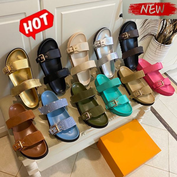 

designer bom dia slippers slides sandals summer flats real leather platform shoes ladies beach effortlessly stylish slider straps with adjus, Black