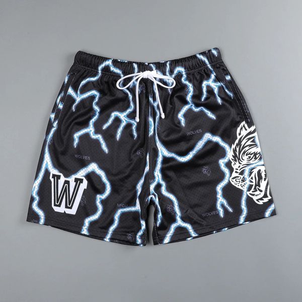 

men's shorts darc wolves sport mesh workout fitness bodybuilding gym men clothing basketball running print oversized darcs 230625, White;black