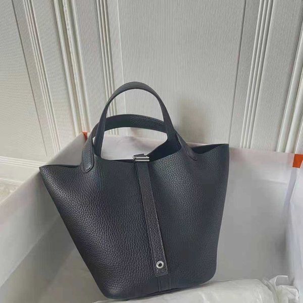 

wholesale designer h ormes totes handbags 2023 new type family handmade tc leather handstitched layer cowhide vegetable basket handcar have