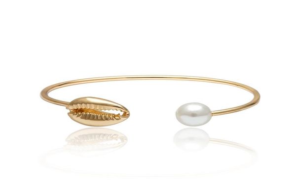 

charm women pink gold open cuff bangles fashion pearl shell bangle bracelet wedding party accessories gift5488043, Golden;silver