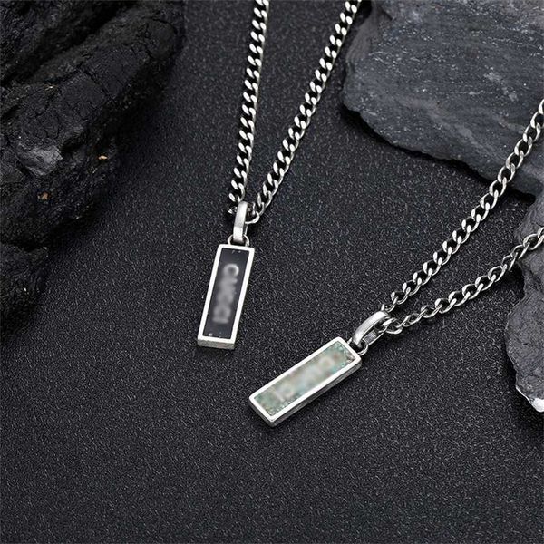 

2023 gujia 925 sterling silver emblem green pendant personalized trend enamel necklace