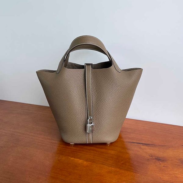 

wholesale designer h ormes totes handbags ymo high definition original tc cow leather wax thread sewing lychee grain vegetable basket bag bu