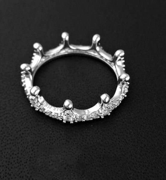 

women's 925 sterling silver cute crystal crown ring original gift box for silver jewelry fashion wedding rings for girls wjl47362711406