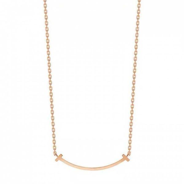 

original tiffay smile necklace 925 sterling silver plated with 18k gold full diamond smooth smiling face pendant net red collarbone chain wi, Golden;silver