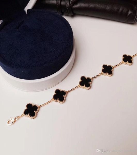 

2020 luxury designer jewelry women bracelets four leaf clover designer bracelet for gift vintage fashion bracelet ship5633661, Black