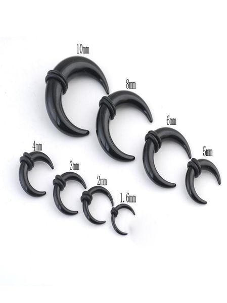 

5pcs12pcs black ear pincher septum stretching kit acrylic crescent stretcher plugs with orings jewelry 16mm16mm whole2099509, Silver