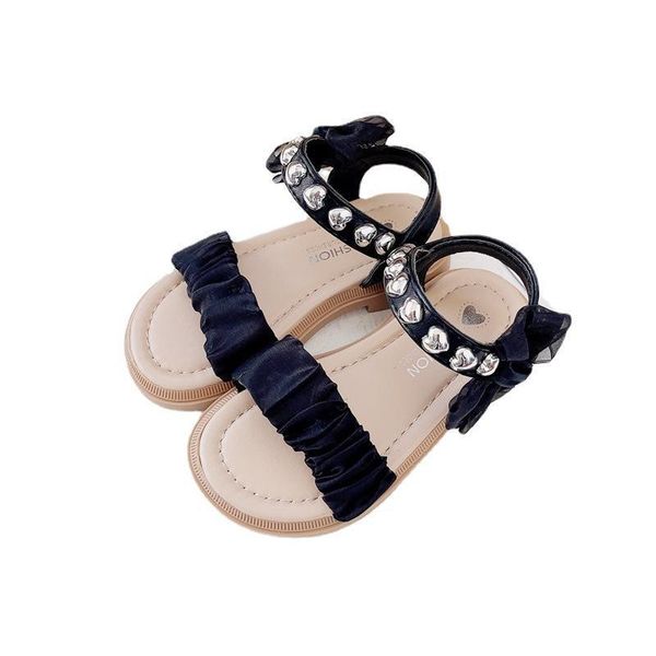 

sandals kids shoes children girls summer soft sole beach princess f12804, Black;red