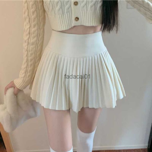 

houzhou elegant woolen pleated mini skirt women cute autumn winter 2022 korean fashion high waist solid aline short skirts l230621, Black