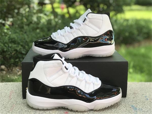 

shoes 11 dmp basketball 11s leather upper white black metallic gold real carbon fiber men women sports sneakers original ct8012-170