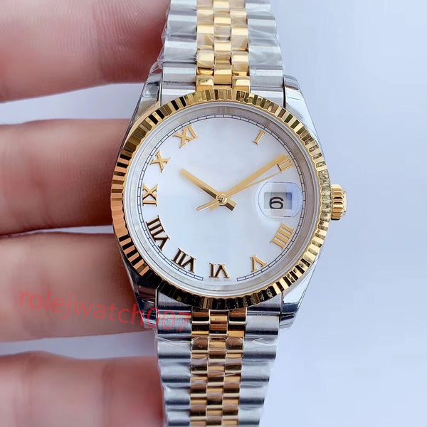 

wristwatches mens watch18k automatic rolej 41mm 904l stainless steel strap sapphire with diamond hidden folding buckle 36mm lady watch water, Slivery;brown