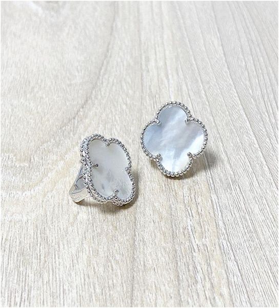 

fashion four leaf clover stud earrings silver titanium stainless steel stud earrings for women jewelry with box with stamp 4404079, Golden;silver