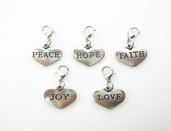 

selling 50pcslot mix 5 designs heart dangle charms for floating pendant lockets with lobster clasp diy jewelry8058493, Bronze;silver
