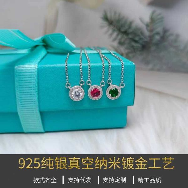 

tiffayffay 925 sterling silver plated 18k round wrap shape micro inlaid colorful zircon necklace for women's fashion niche collar chain, Black