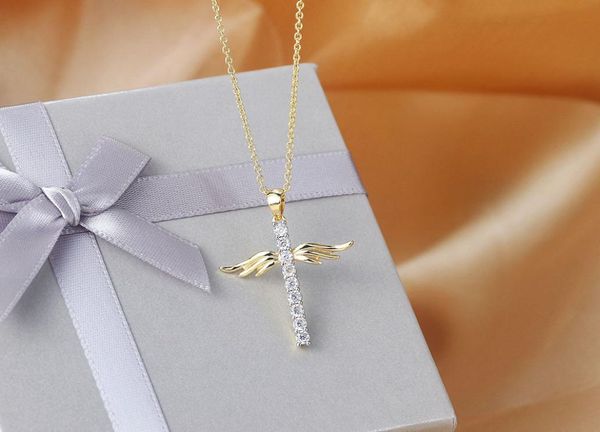 

new zircon gold full diamond cross pendant necklace012344313237, Silver