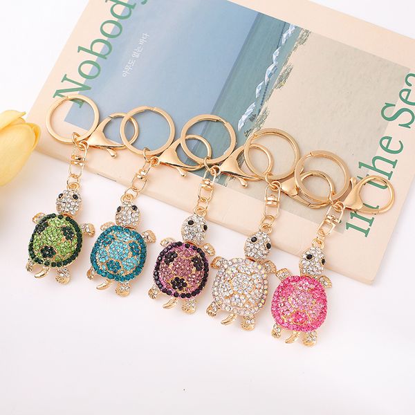 

creative tortoise diamond alloy animal keychain female fashion bag car keychains pendant jewelry gift in bulk, Silver