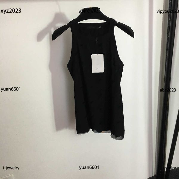 

designer clothes women diesel solid color flocking logo letter printing girl tank double layer mesh vest #multiple product, White