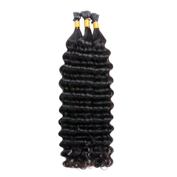 

wholesale i tip hair extension natural black stick hair extension keratin prebonded hair 100g/set 12-30 inch deep wave deep curl water wave