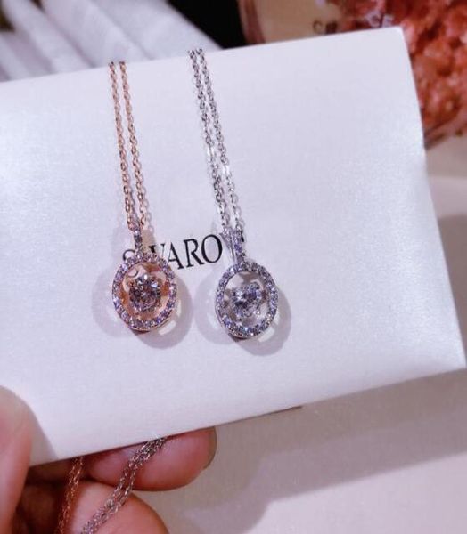 

micro set circle single diamond heart necklace beating heart s925 sterling silver collarbone chain silver ornaments8470808