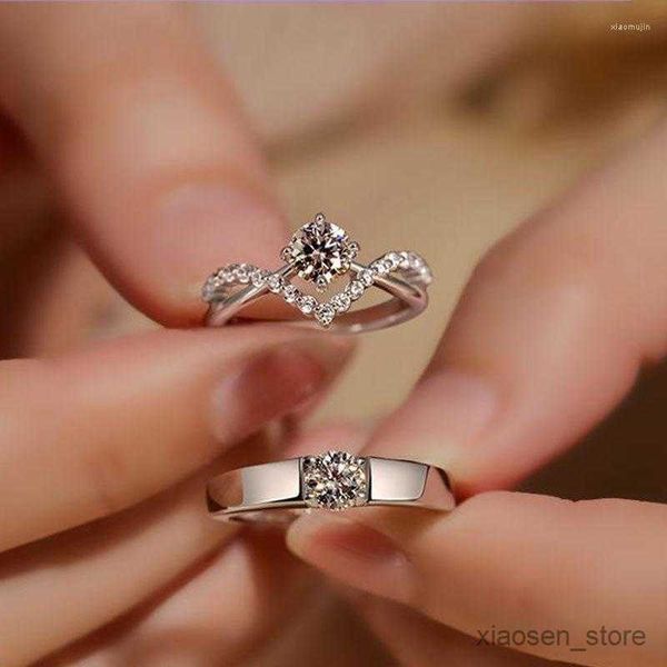 

wedding rings rings rings luxury couple ring for women plated forever heart adjustable open wedding jewelry r230626, Slivery;golden