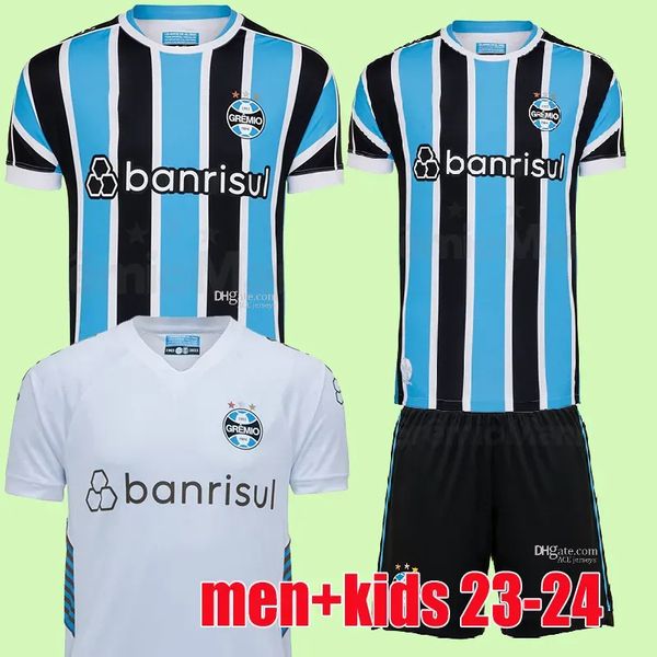 

23 24 gremio soccer jerseys suarez campaz villasanti benitez ferreira janderson camisa home away third outubro rosa football shirts men kids, Black;yellow