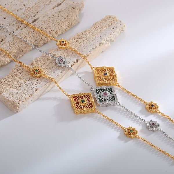 

new design gold color zircon and cross nut nail chain bracelets for woman stainless steel brand jewelry, Black