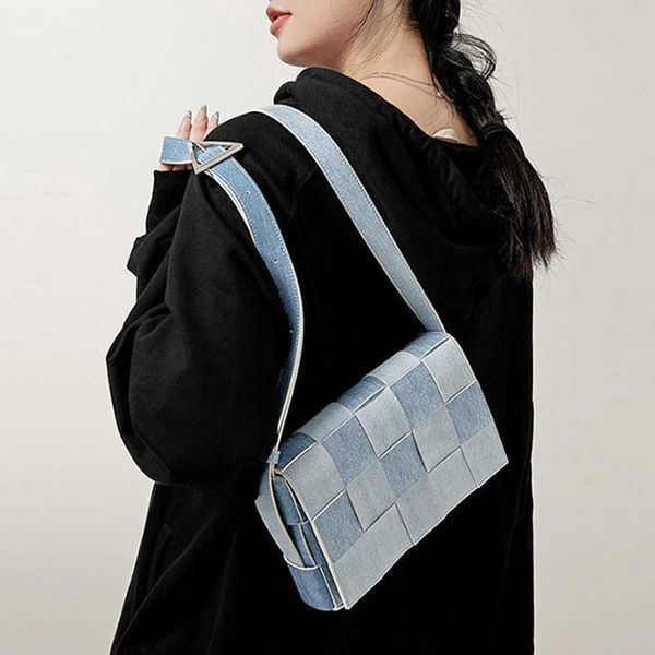 

bottegas bags denim cassette french gradient woven bag women's new cowhide small square bag premium 3d box bag