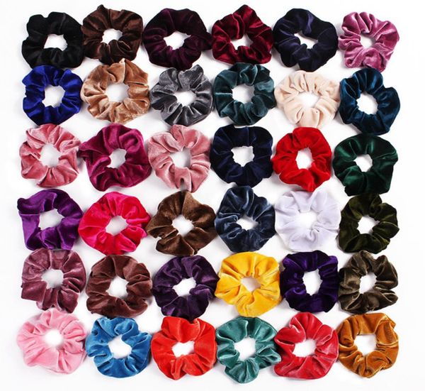 

girls velvet elastic hair strap child hairaccessories scrunchie scrunchy hairbands headband ponytail holder 39colors yhm118zwl5263538, Slivery;white