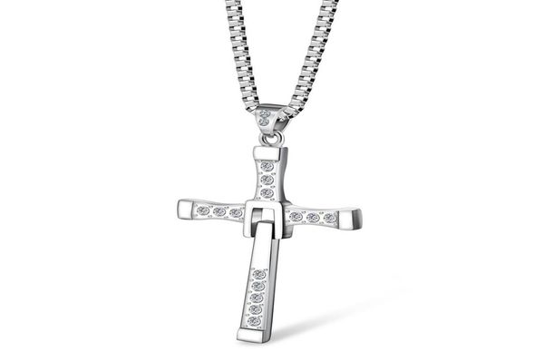 

mcw religion style the fast the furious cross men039s pendant necklace punk dominic toretto cross titanium steel necklaces4941014, Silver