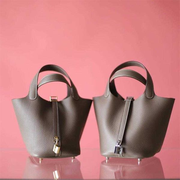 

wholesale designer h ormes totes handbags craftsman's hand-stitched portable women's bag vegetable basket bucket litchi grain tc c