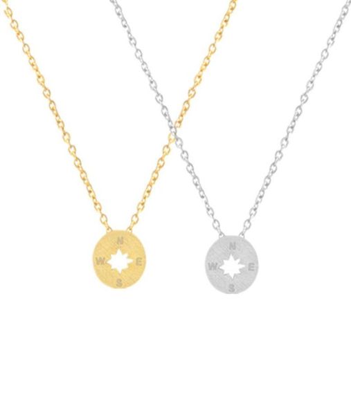 

pendant necklaces tiny round n w s e compass necklace for women men east south west north directional goldcolor outdoor travel je4508250, Silver