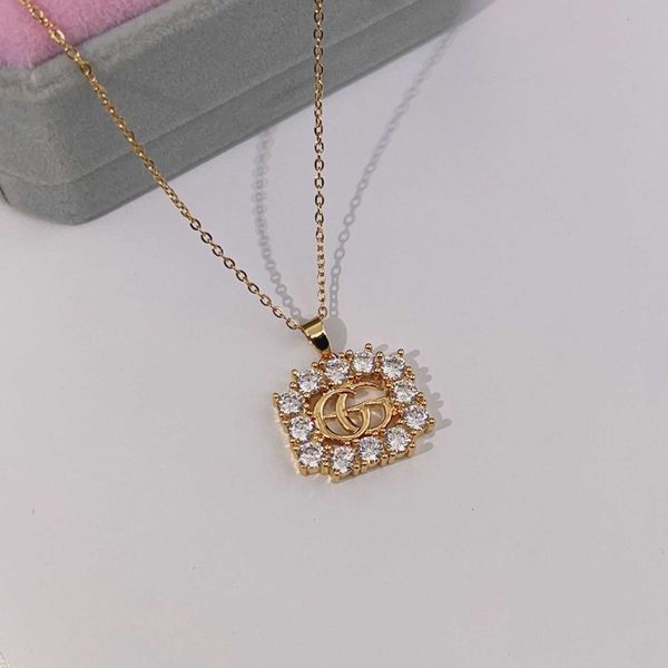 

letter popular grade colorful diamond brass necklace, Silver