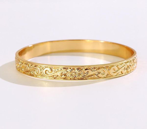 

say hello inner diameter 6789cm polynesian hawaiian style gold color flower men woman around bracelet bangle gjz33261489781, Black