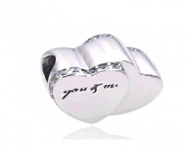

valentine039s day gift authentic 925 sterling silver two hearts charm clear crystal heart beads fit original brand bracelet di3251564, Black