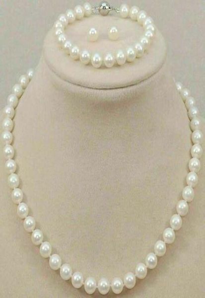 

78mm genuine natural freshwater white pearl necklace set 180390392081594, Black