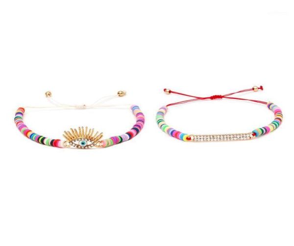 

charm bracelets polymer clay heishi diamante long eyelash eyes bar summer women men red string kabalah braided jewelry gift19335690, Golden;silver