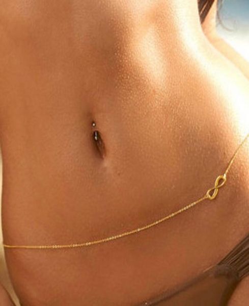 

women 8 link body belly waist necklace chain slave harness bikini alloy punk decor5858778, Silver