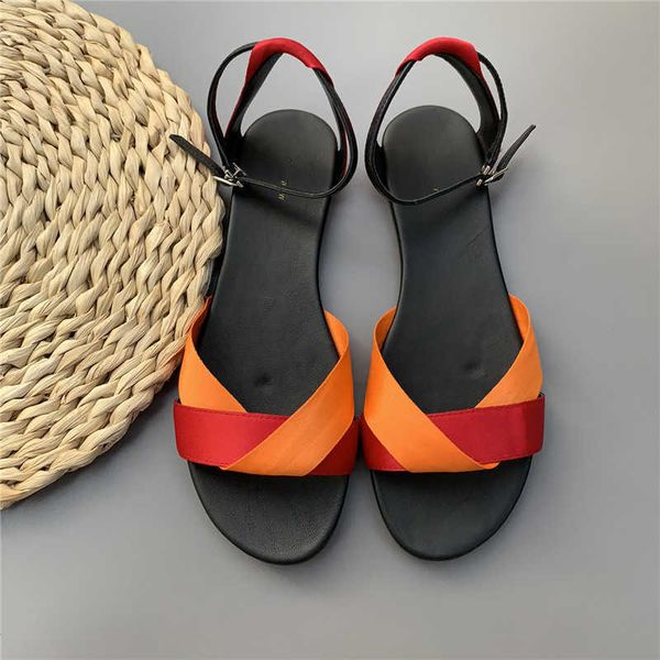 

the row super comfortable the row sandals women's flat bottom roman small genuine leather women's open toe sandals, Black