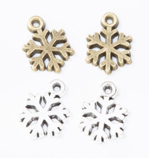 

200pcs 1511mm antique silver metal snowflake charms vintage bronze pendant for necklace bracelet earring diy jewelry making1202876, Bronze;silver