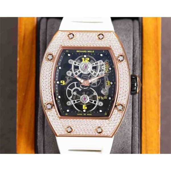 

diamond luxury mens movement watches rm17-01 r i c h a r d hollow tourbillon designer 96nz new high-end quality iced out montre wrist watch, Slivery;brown