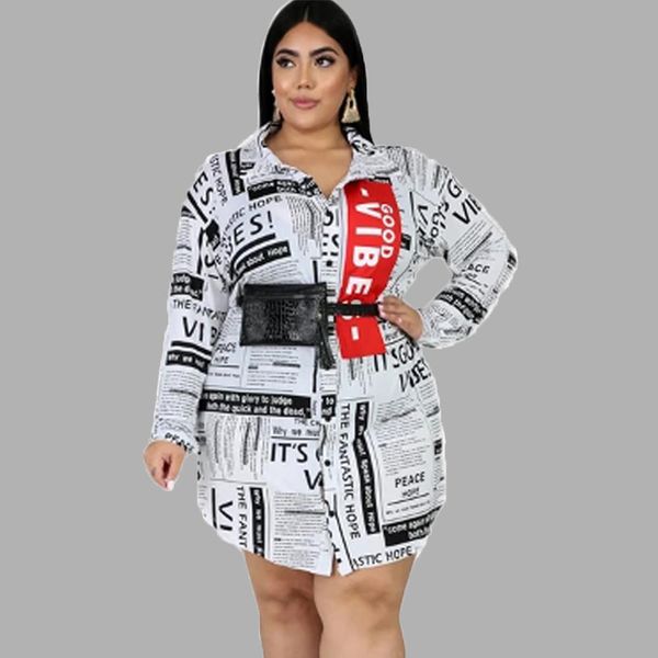 

dresses plus size clothing dress autumn womens long sleeve turndown collar printing casual fashion mini dresses 2022 wholesale, Black