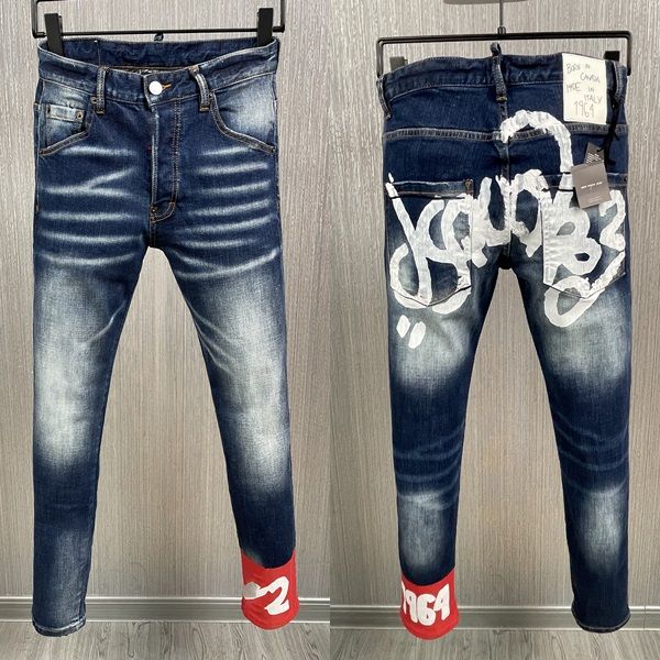 

italian fashion european and american men's casual jeans high-end washed hand polished quality optimized 98871, Blue