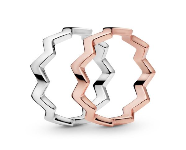 

authentic 925 sterling silver minimalistic polished zigzag ring luxury designer jewelry women rose gold rings with charmes origina6816453