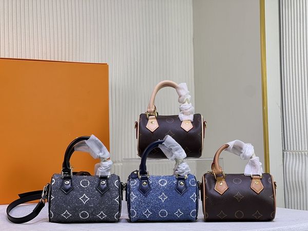 

nano speedy pillow bag m81168 mini cute handbag leather crossbody bag 16cm women's crossbodys bag speedy handbag water bucket brown flo