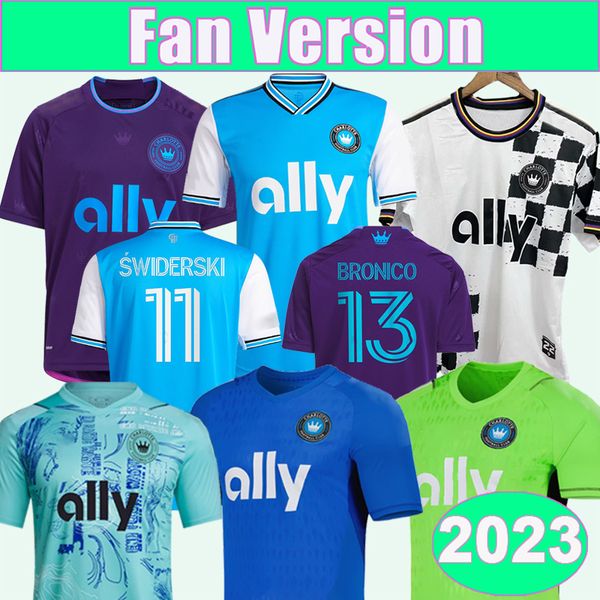 

2023 charlotte fc swiderski men soccer jerseys bronico copetti byrne bender agyemang home away purple goalkeeper concept version shirt short, Black;yellow
