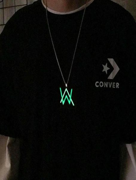 

electronic sound alan man hip hop allen walker w luminous pendant fashion brand necklace woman5618908, Silver