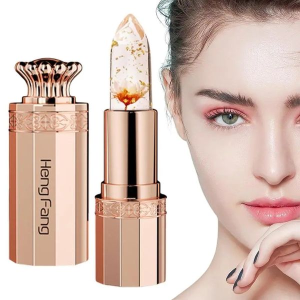 

moisturizing flower jelly lipstick temperature color changing gold foil lipsticks nourishing long lasting plumping lips makeup